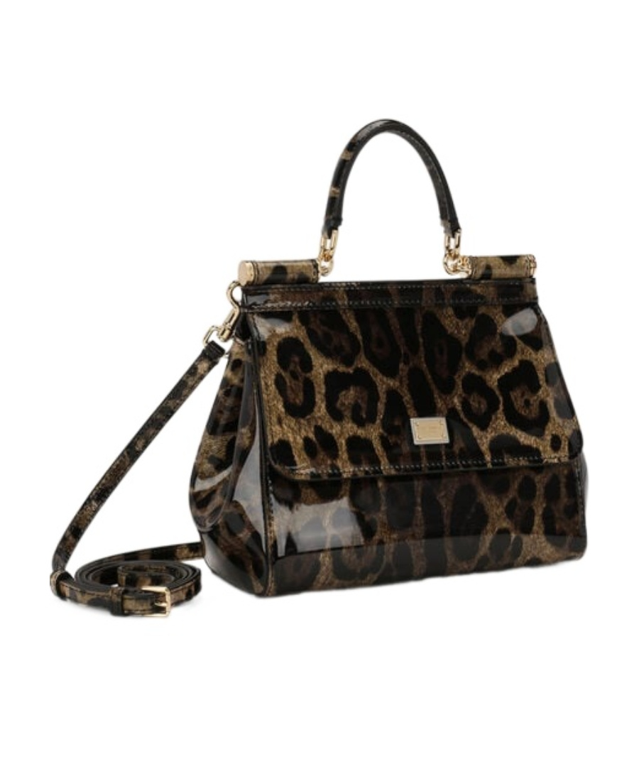 Dolce & Gabbana Leopard Print Sicily Tote In Black