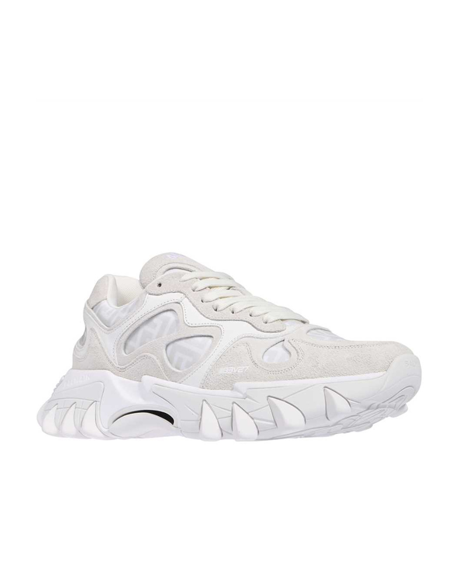 Balmain Logo-embroidered Lace-up Sneakers In White