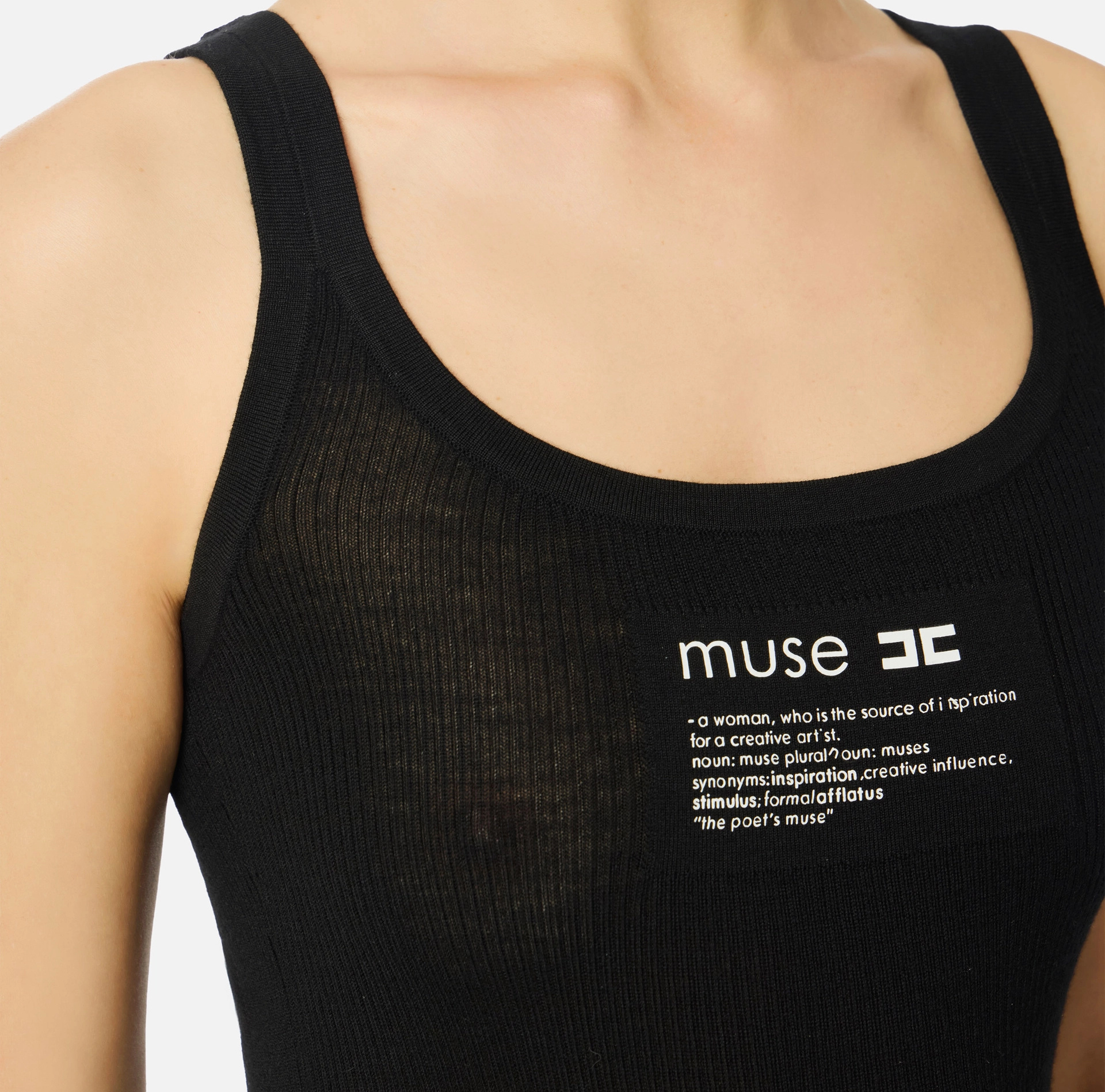 Elisabetta Franchi Sleeveless Top In Cotton In Multi