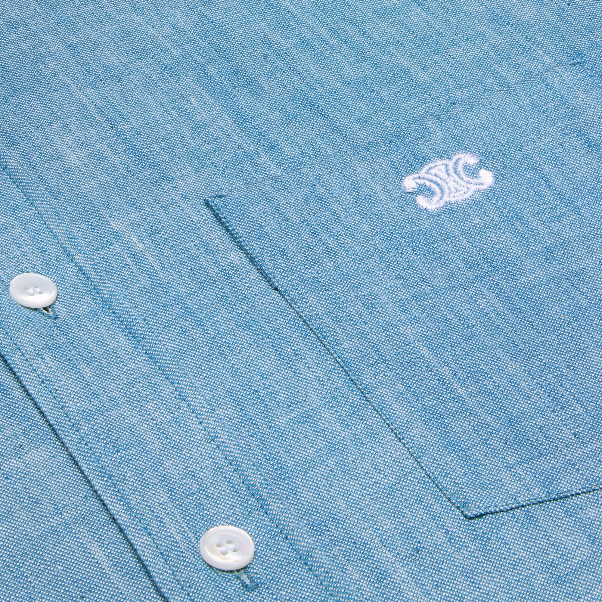 Celine Lapel Long Sleeve Shirt In Blue