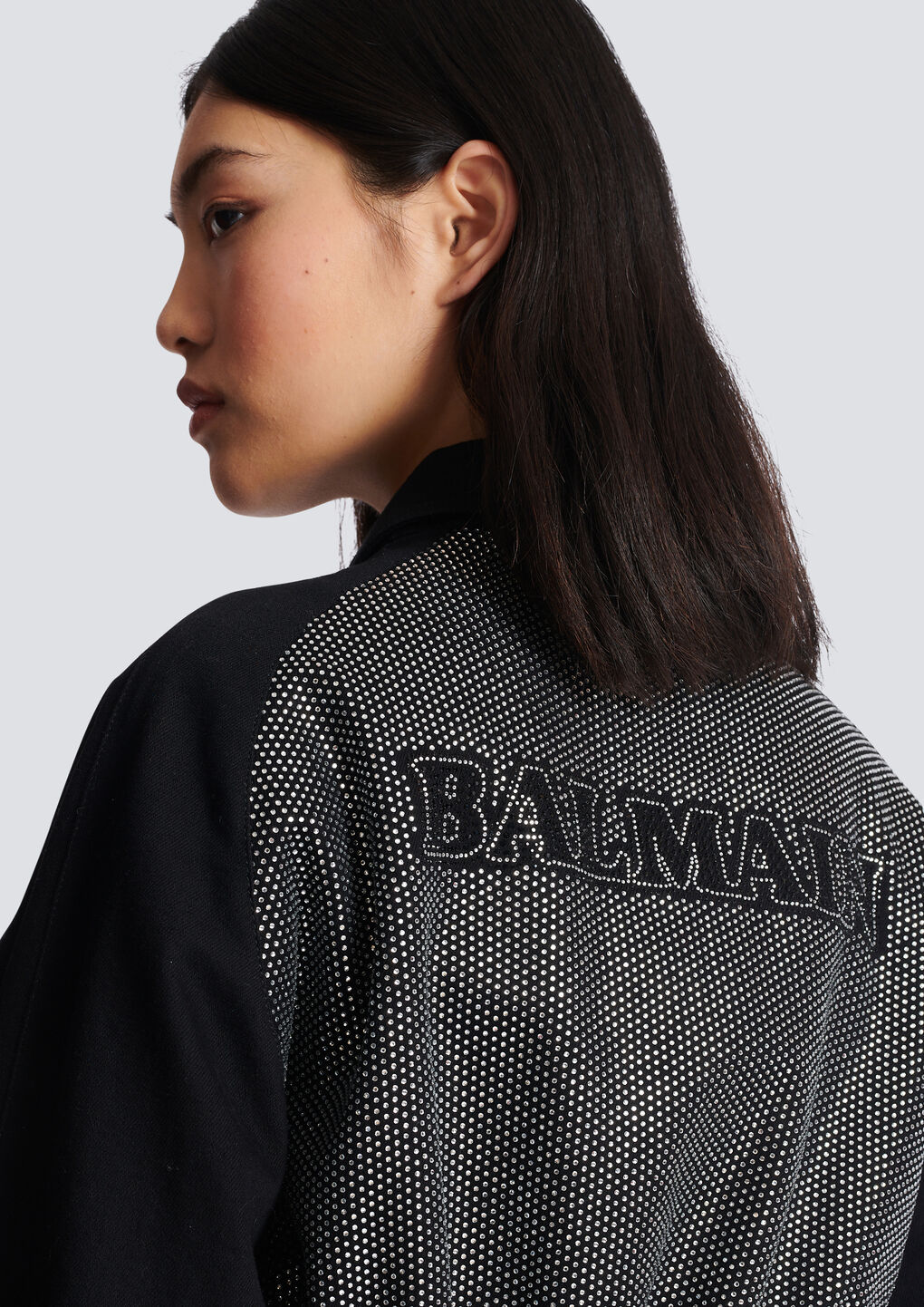 Balmain Crystal Decorated Casual Jacket In Black