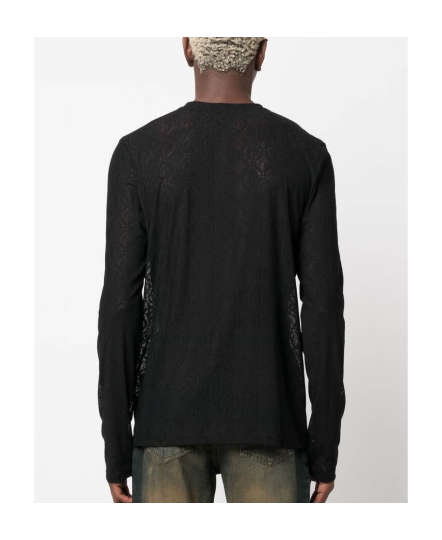 Marine Serre Geometric Pattern Mesh Crewneck Sweater In Black