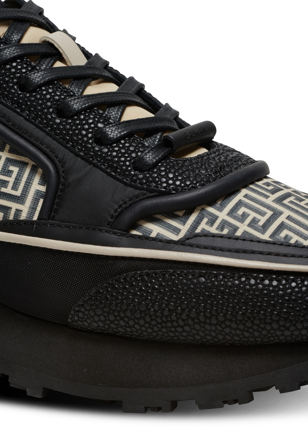 Balmain Monogram Panelled Sneakers In Black