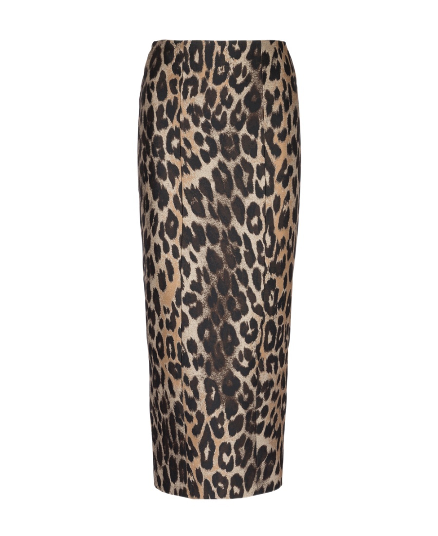 Balmain Animal Patterned Pencil Skirt In Black