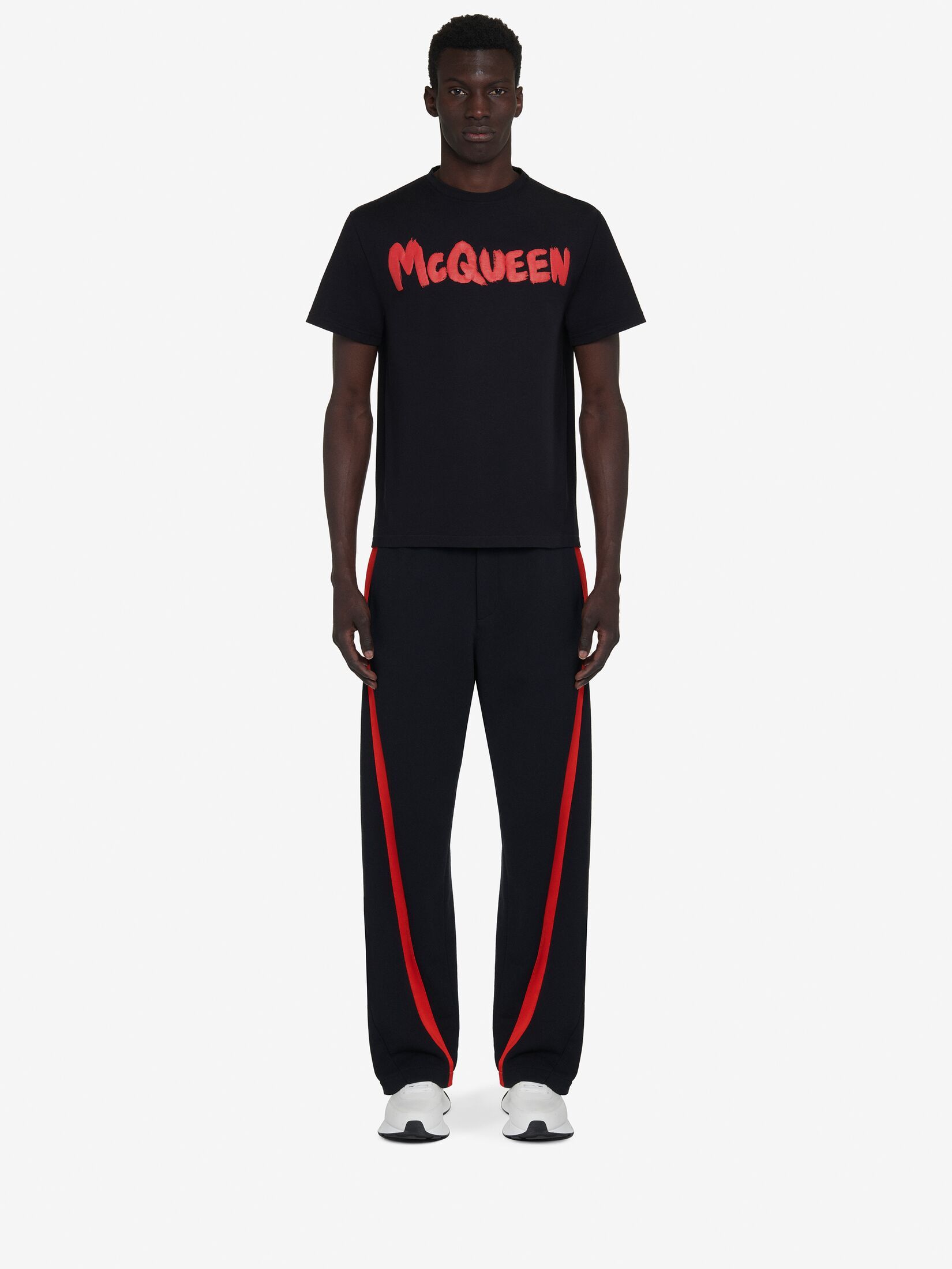 Alexander Mcqueen Graffiti Logo Crewneck T-shirt In Black