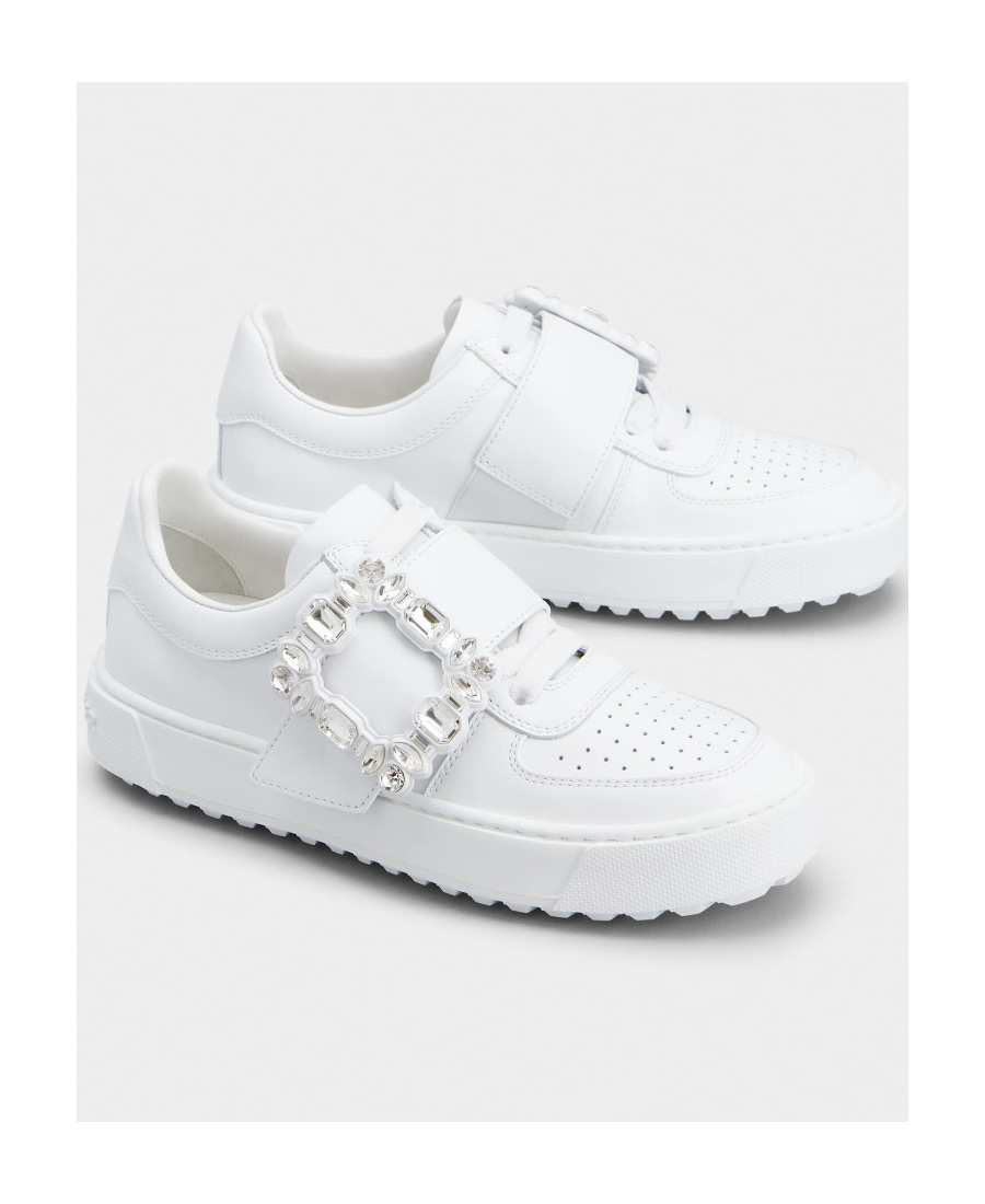 Shop Roger Vivier Embellished Buckle Sneakers In White