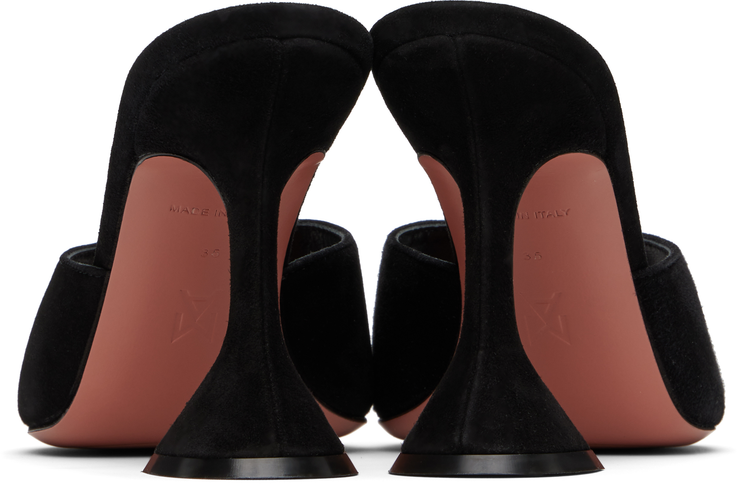 Amina Muaddi Lupita Suede Pedestal Mule Sandals In Black
