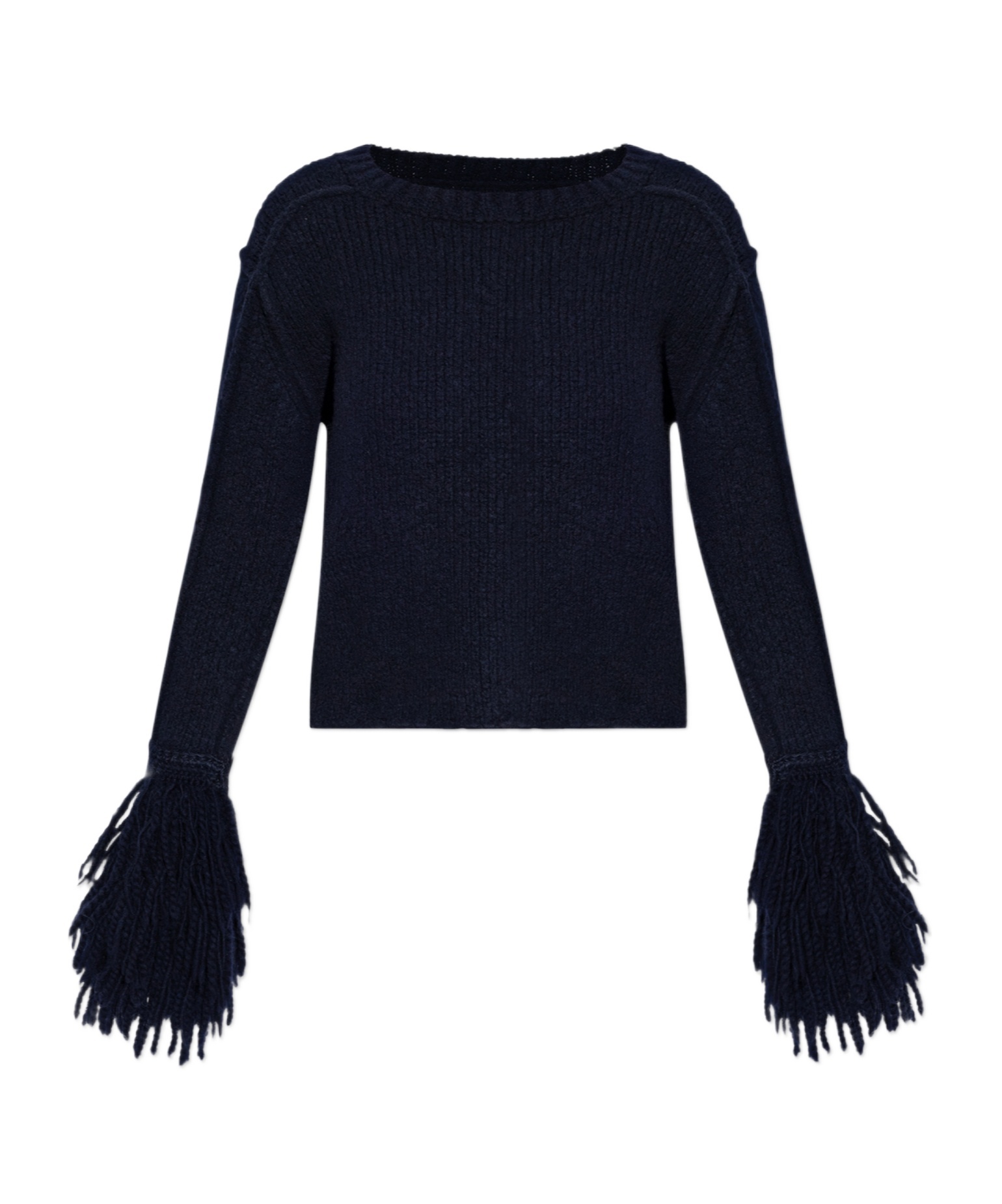 Etro Sweater With Fringes On The Sleeves In Blue