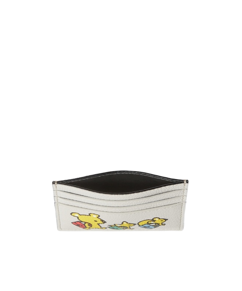 Shop Fendi Light Grey Leather Card Holder With Multicolour Print In Multi-color