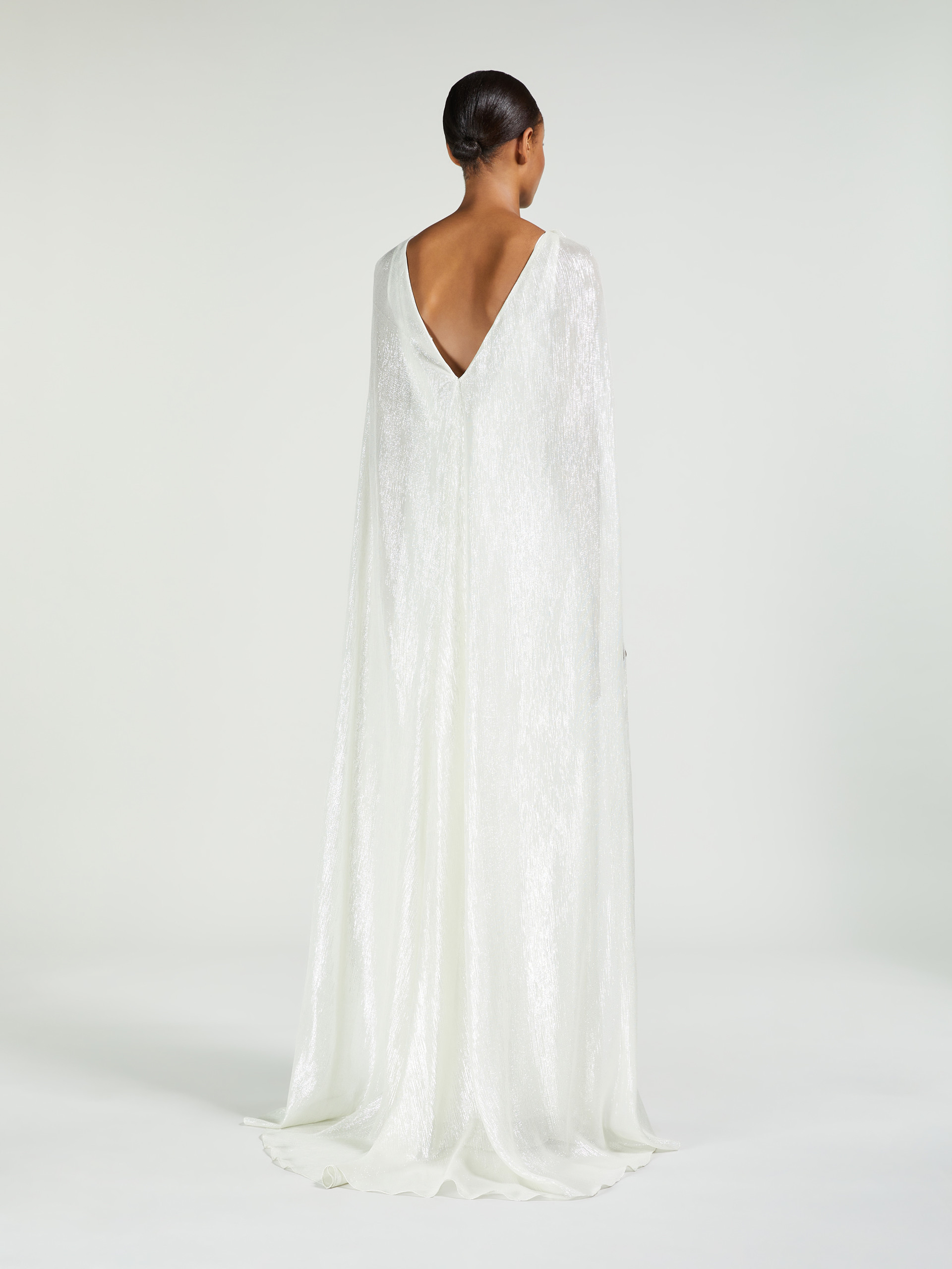 Max Mara Long Cape Silk Dress In White