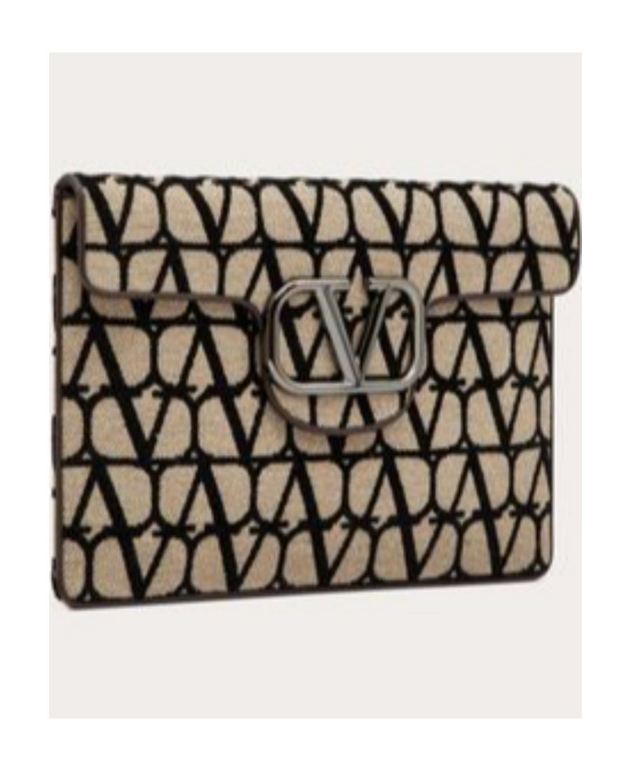 Valentino Toile Iconographe Clutch Bag In Black
