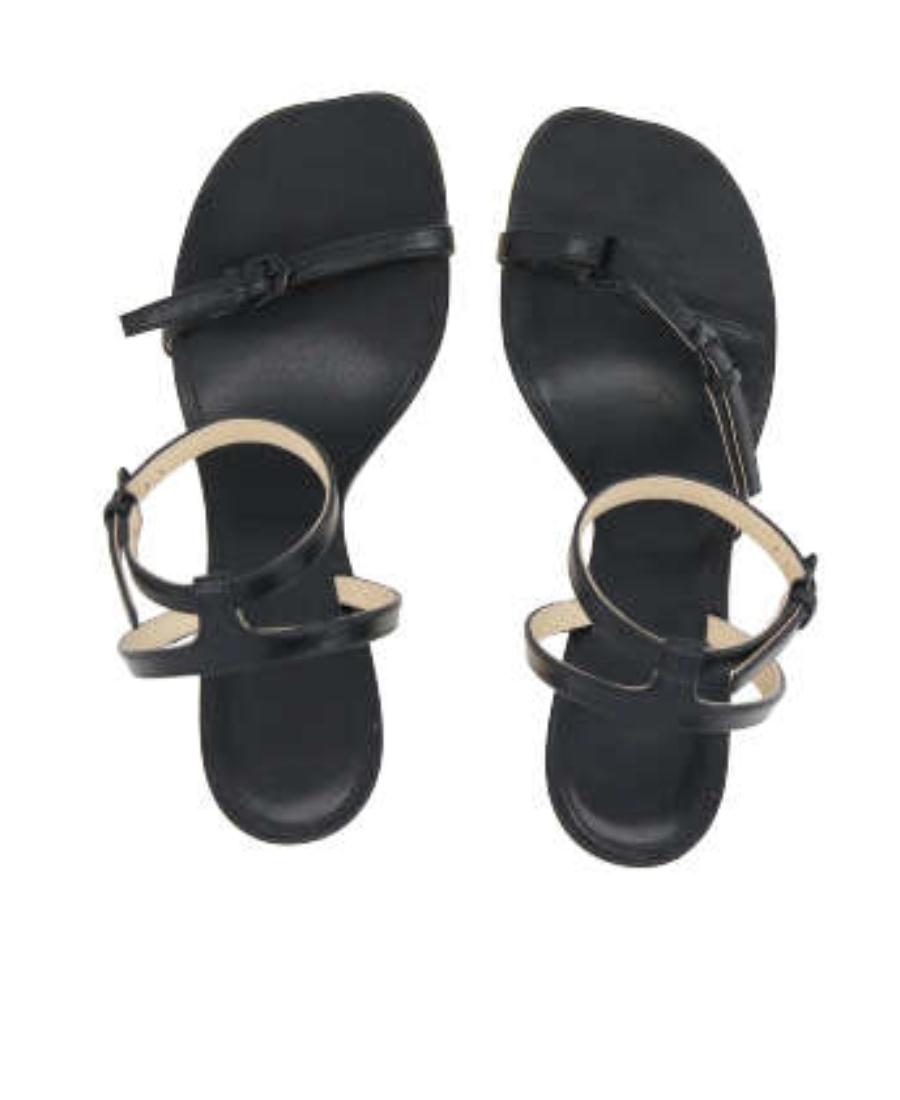 Loewe Petal Monstera Leather Sandals In Black