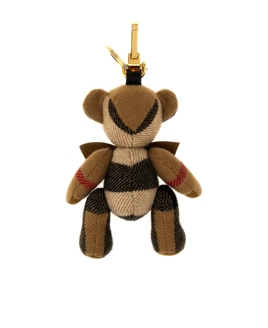 Burberry Thomas Bear Key Ring With Check Pattern In Brown