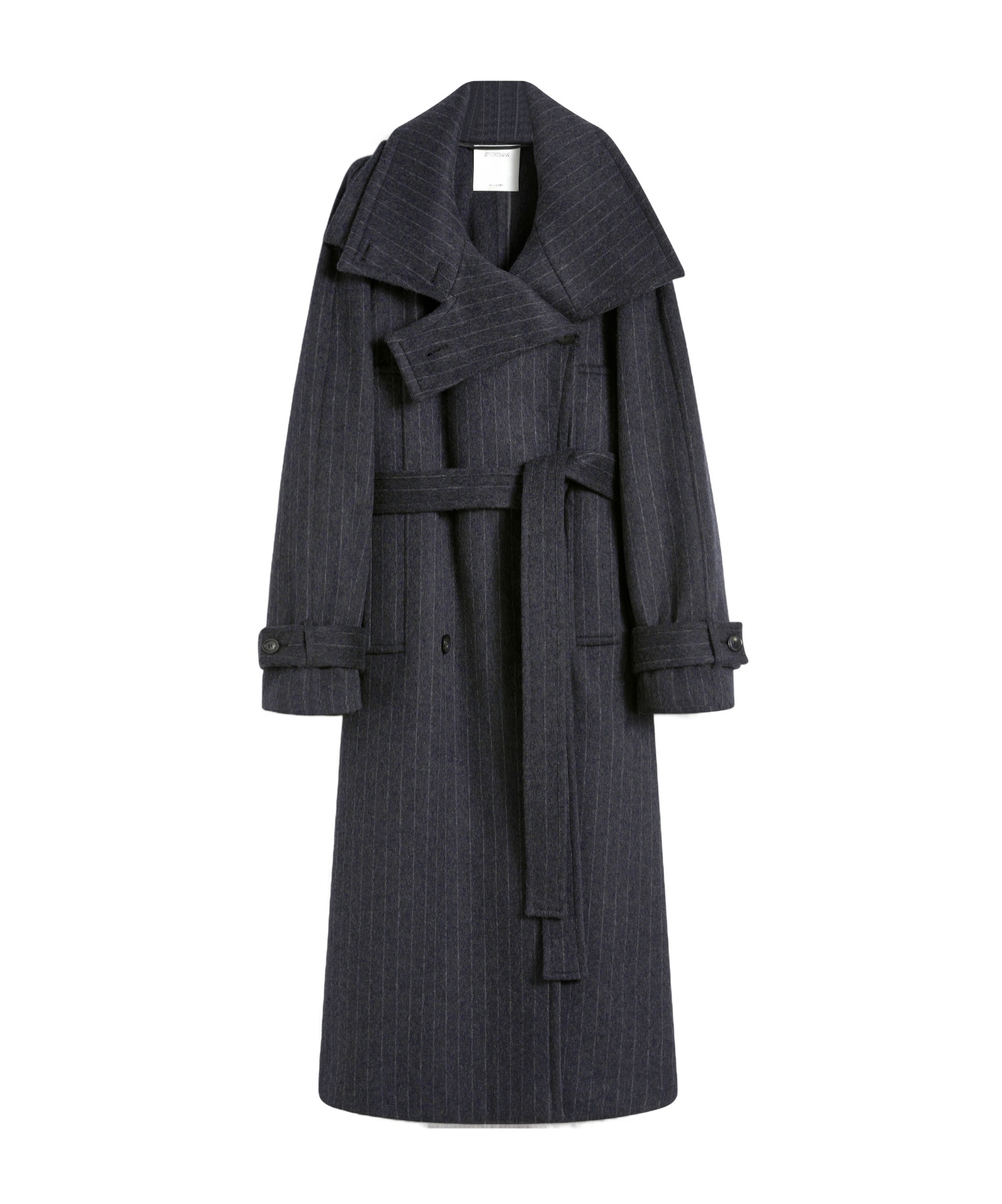 Sportmax Tailored Wool Coat Cinched Belt In Black