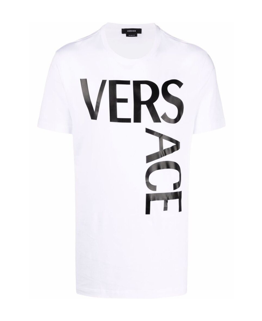 Versace Logo Printed Short Sleeved T-shirt In White