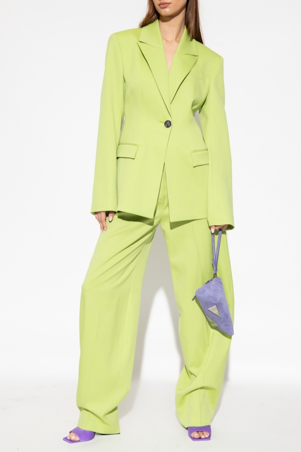 Attico Green Single-breasted Blazer In Yellow