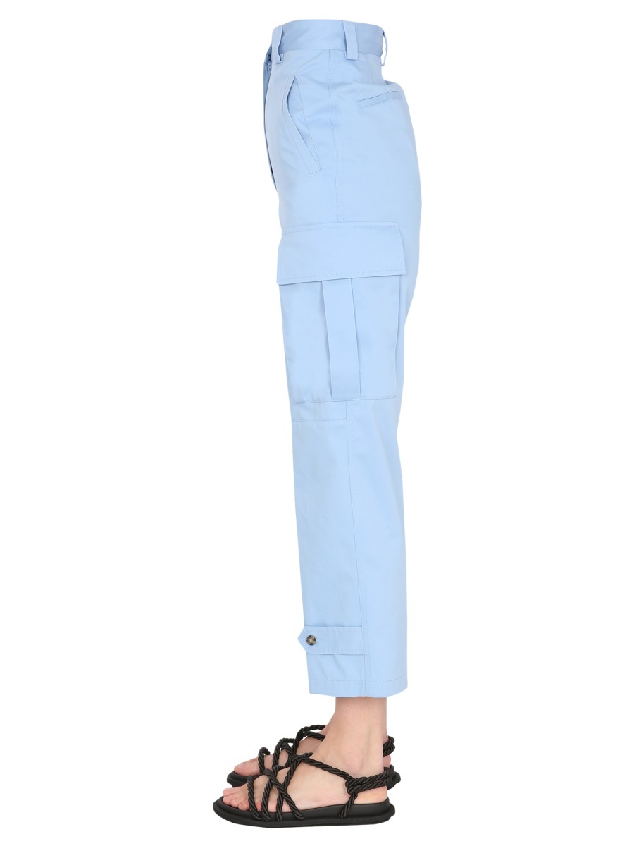 Msgm Cropped High-waist Trousers In Blue