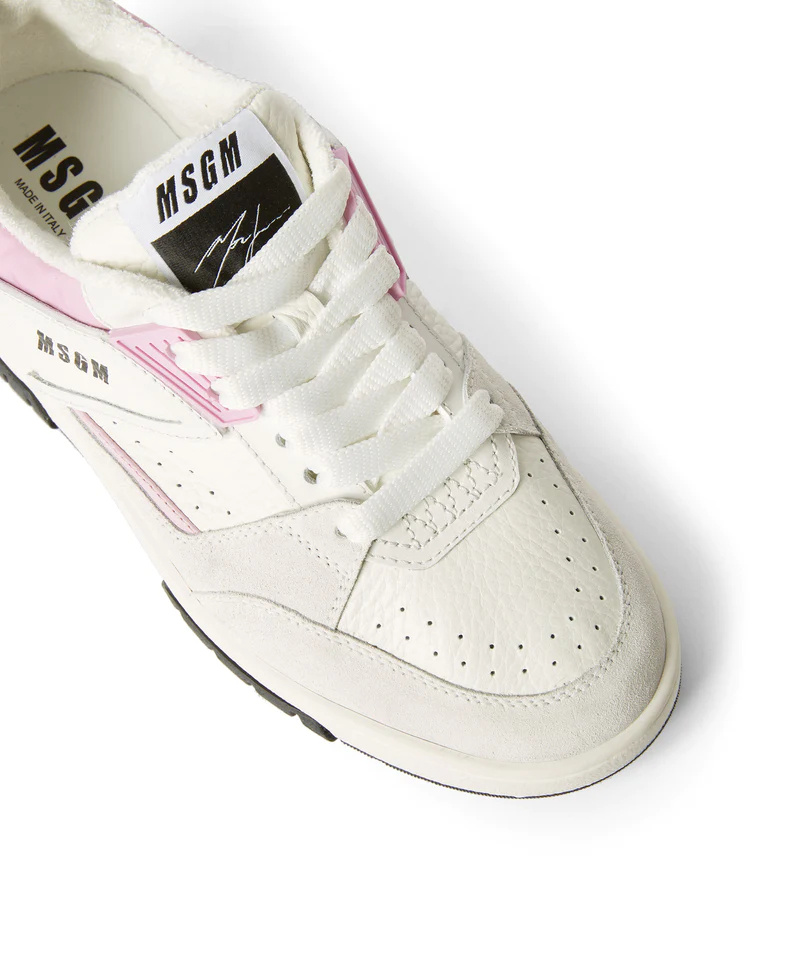 Msgm Logo-print Leather Sneakers In White