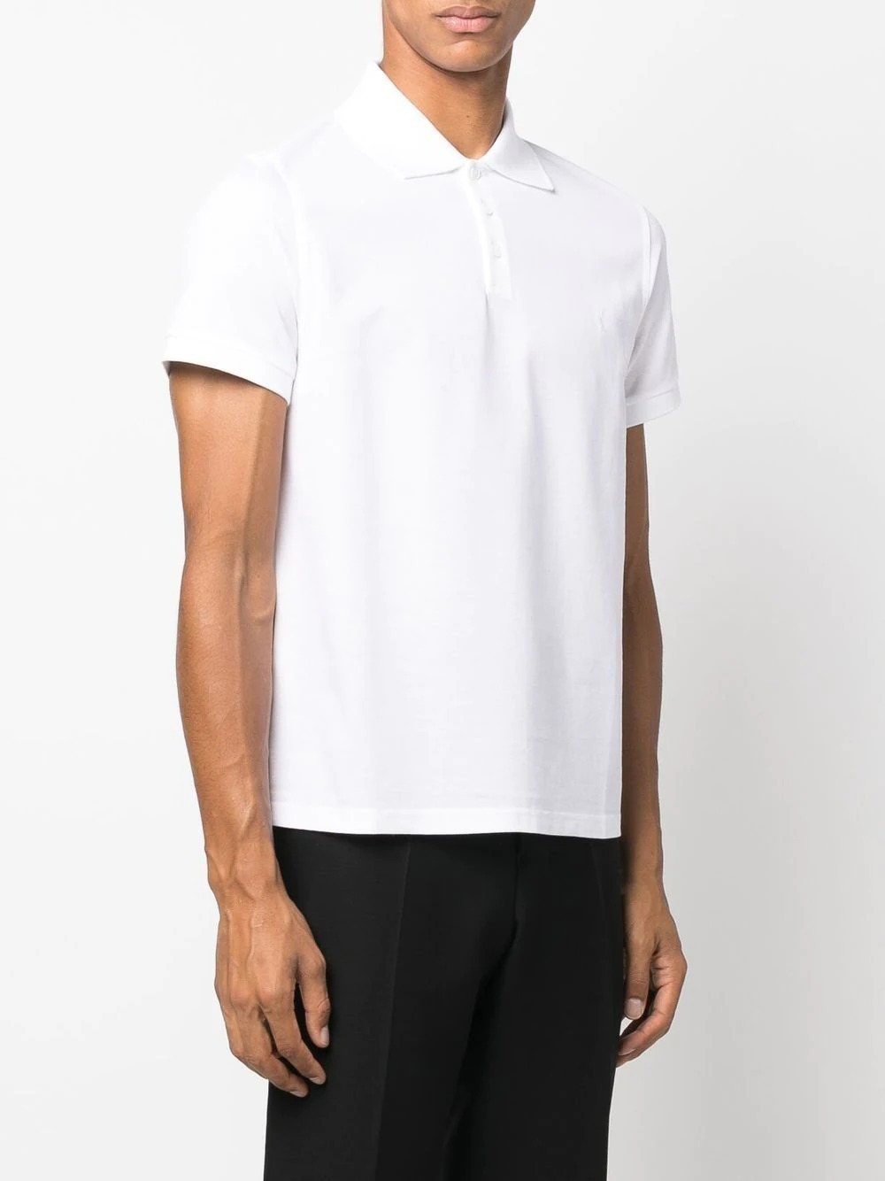 Saint Laurent Monogram Polo Shirt In White