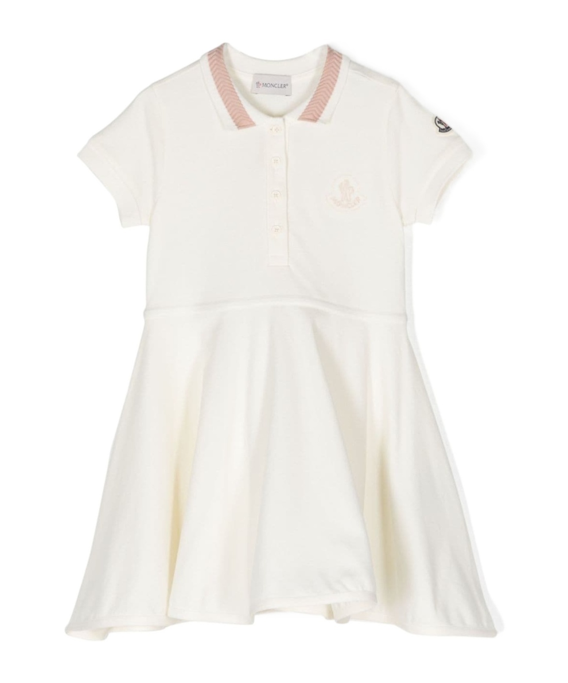 Moncler Short-sleeved Logo Embroidered Dress In White