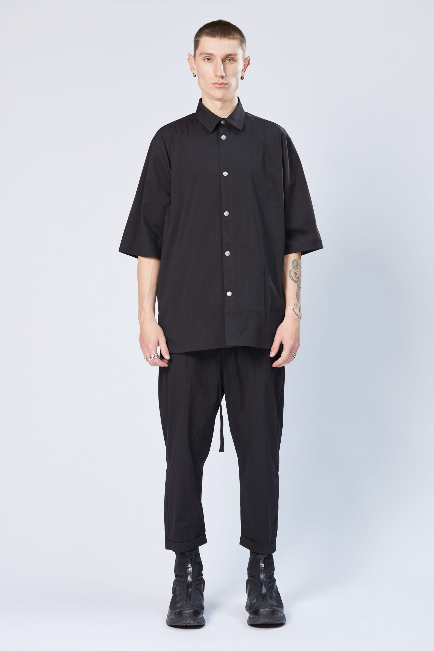 Thom Krom Short-sleeve Poplin Shirt In Black