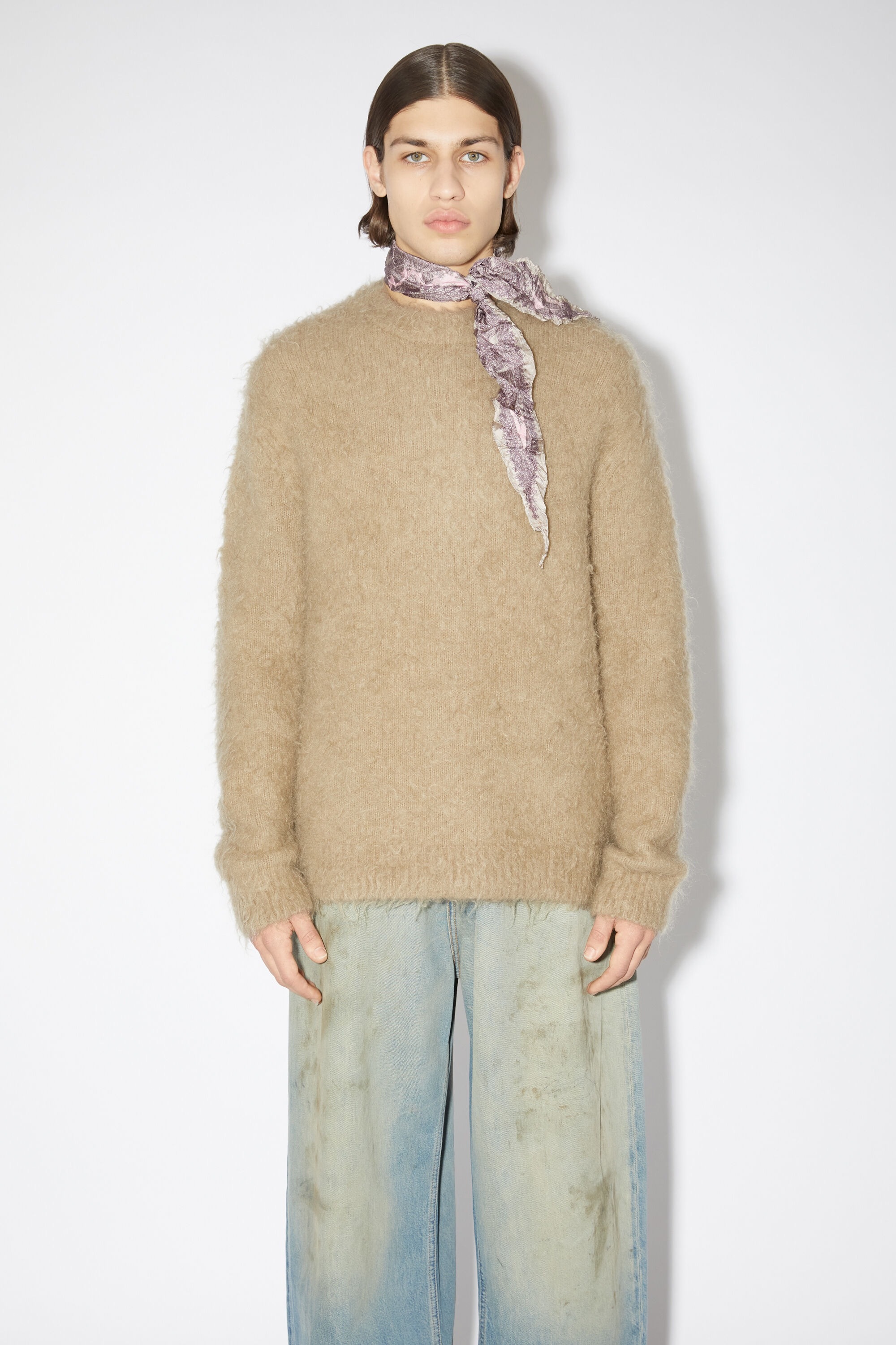 Shop Acne Studios Crewneck Knitted Sweater In Nude