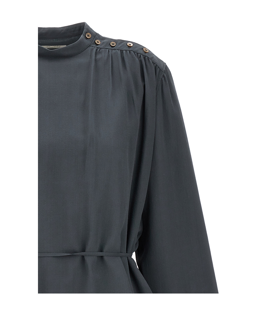 Lemaire Long-sleeved Wrinkled Shirt In Black