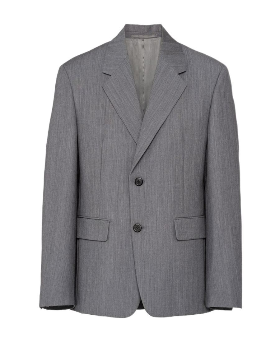 Prada Single-breasted Wool And Mohair Blazer In Gray