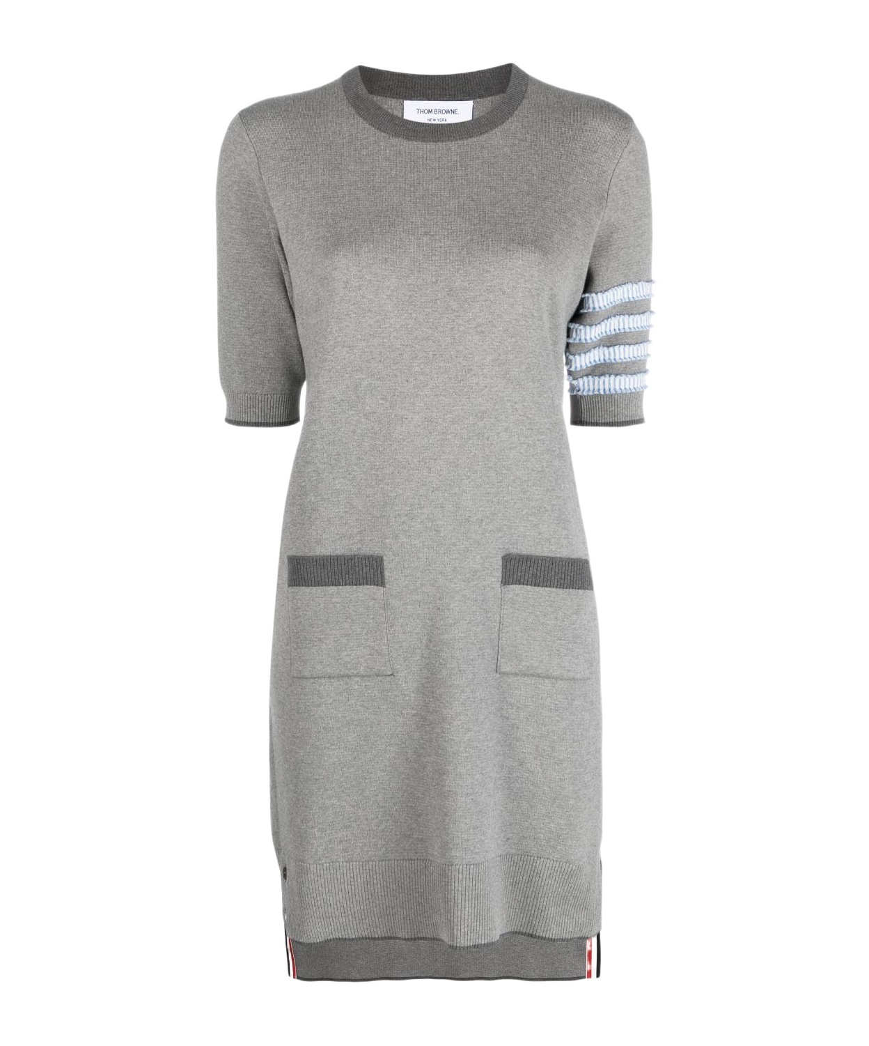 Thom Browne 4-bar Stripe Knitted Minidress In Gray