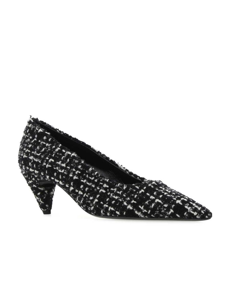 Saint Laurent Tweed Pointed Pumps In Black