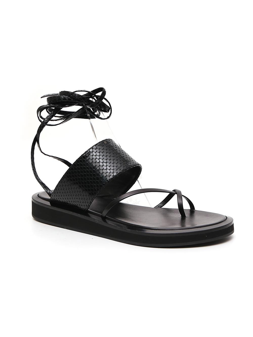 Shop Paris Texas Lizard-effect Leather Sandals In Black