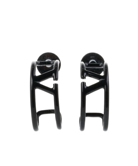 Valentino Logo Earrings In Black