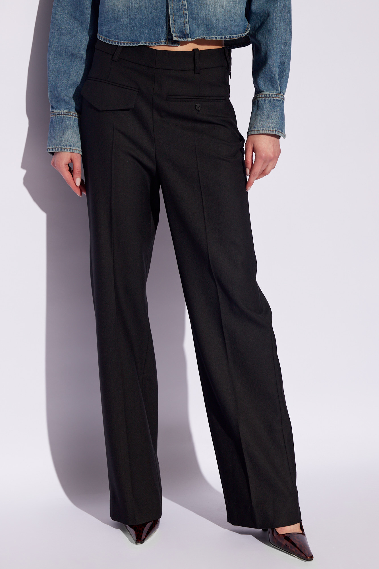 Victoria Beckham Reverse Front Tailored Trousers In Black