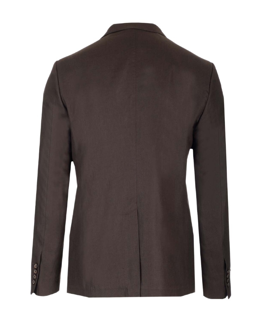 Dolce & Gabbana Double-breasted Linen Blazer In Brown