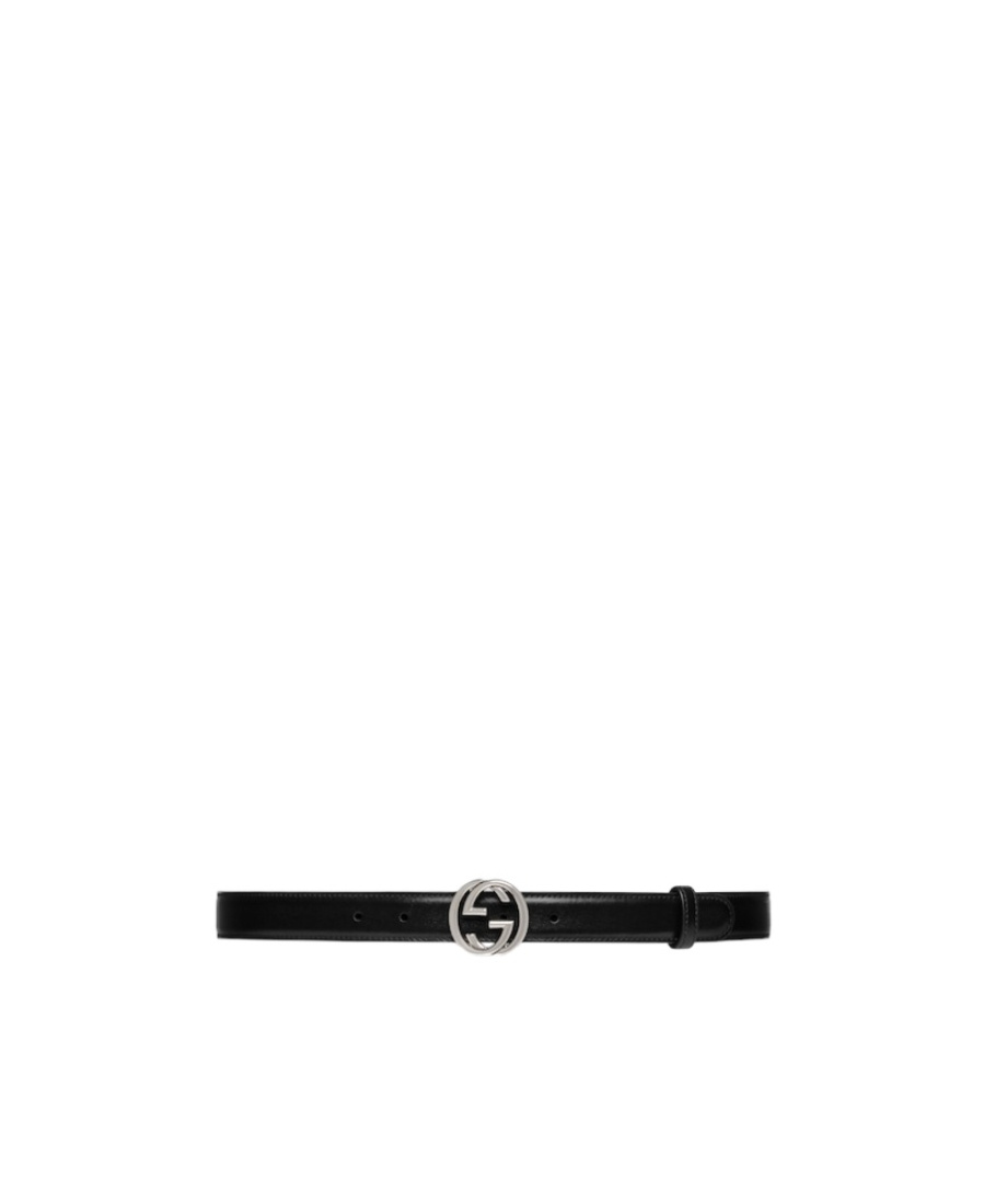 Gucci Interlocking G-buckle Leather Belt In Black