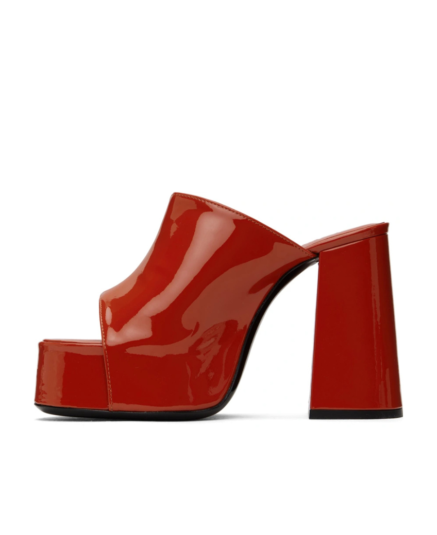 By Far Embossed High-heeled Sandals In Red