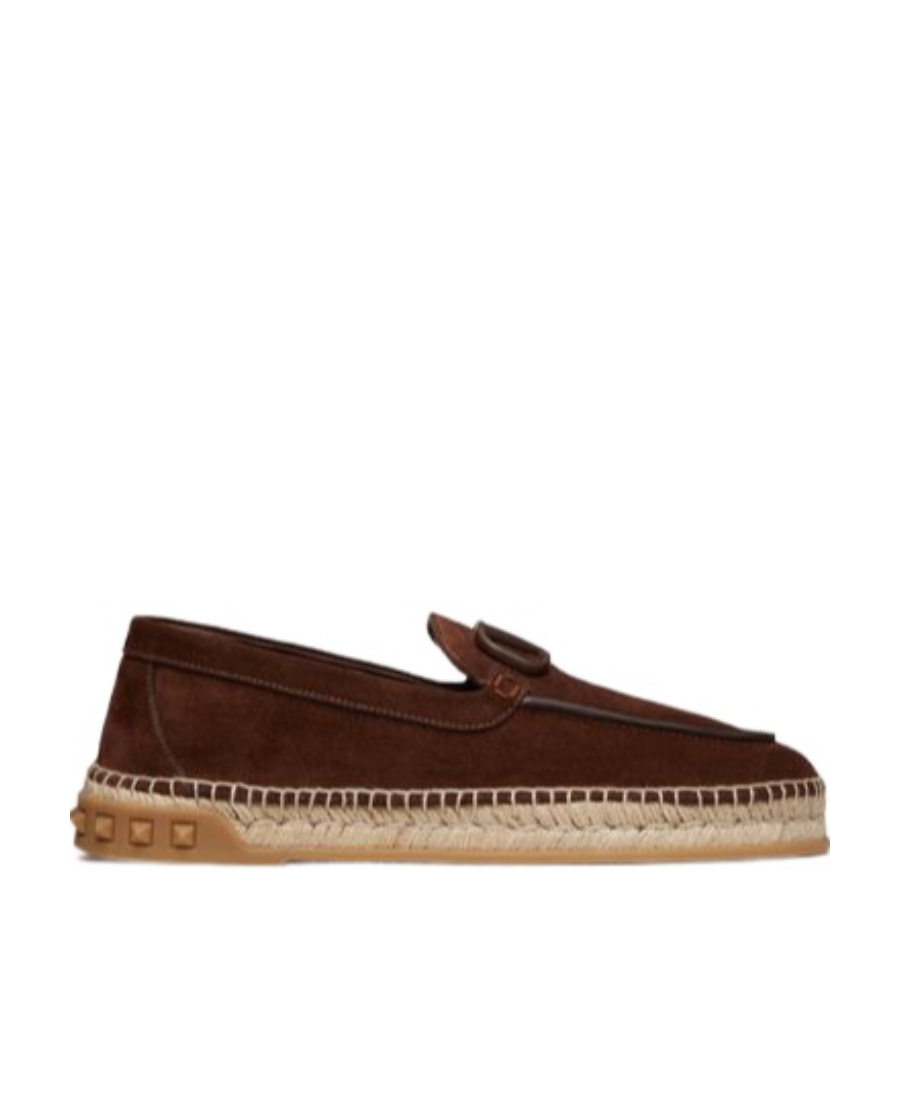 Valentino Leisure Flows Vlogo Suede Espadrilles In Brown