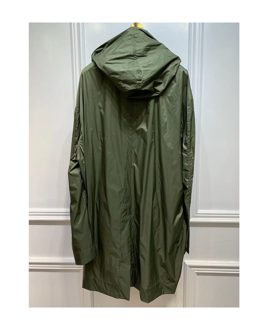 Rick Owens Hooded Casual Coat In Green