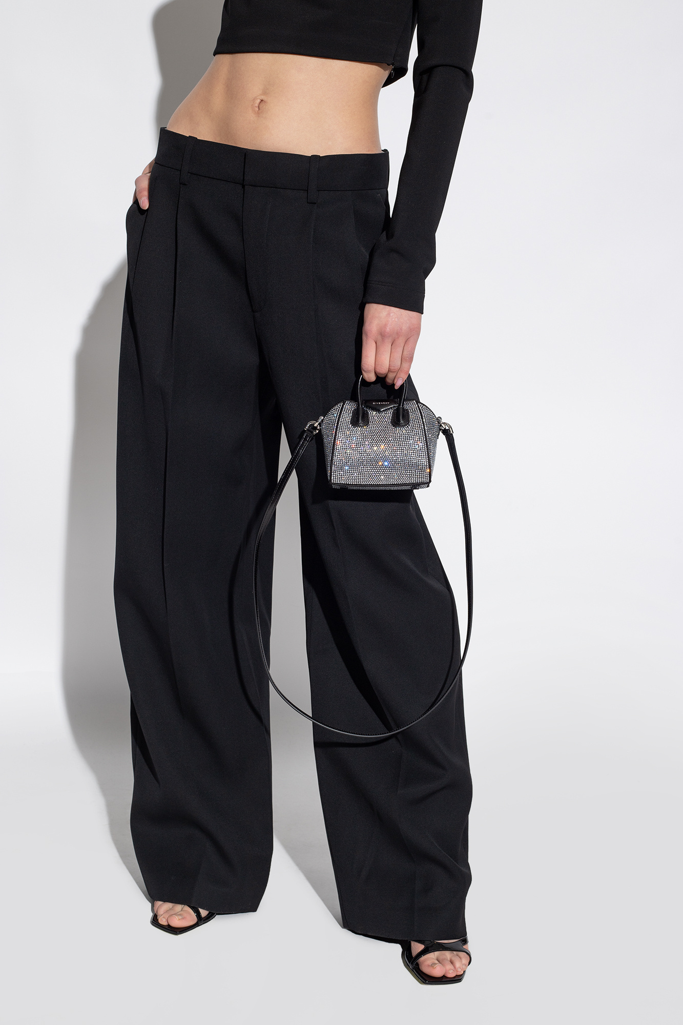 Givenchy Antigona Rhinestone-embellished Mini Bag In Black