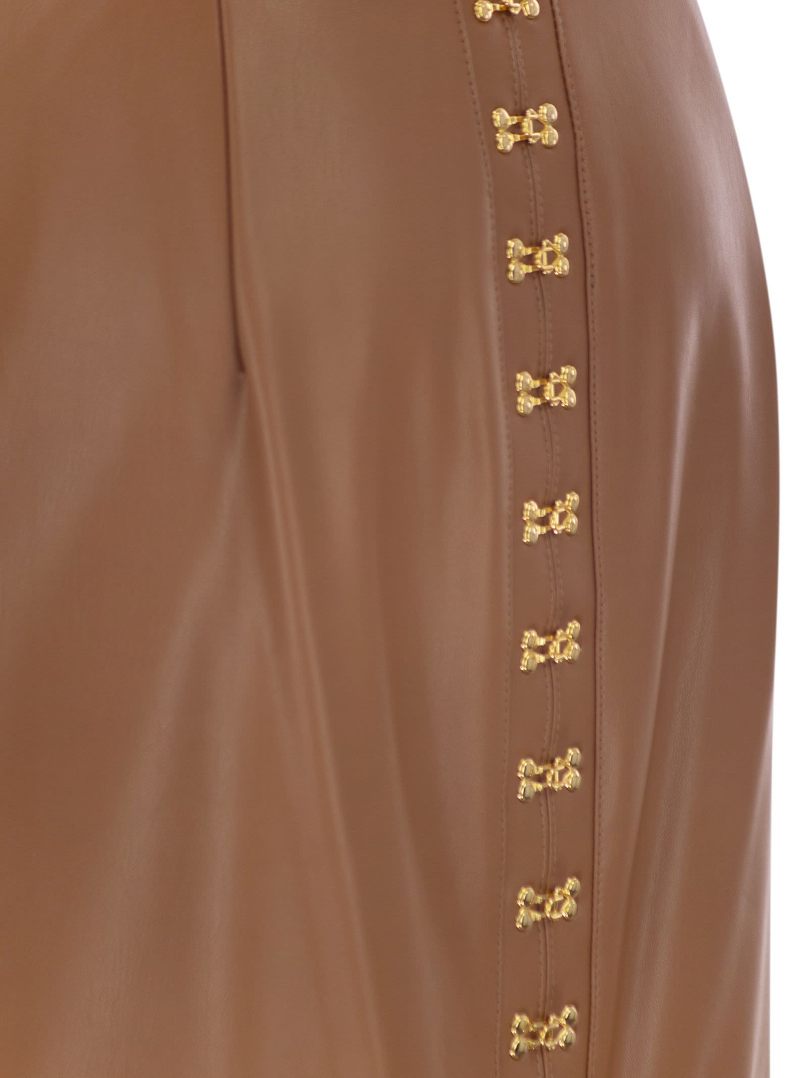 Elisabetta Franchi Jewel Clasps Pencil Skirt In Brown