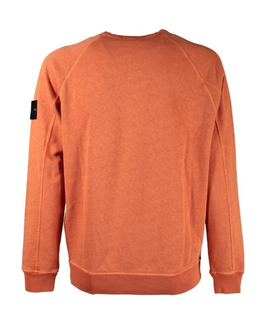 Stone Island Logo Patch Cotton Sweatshirt In Orange