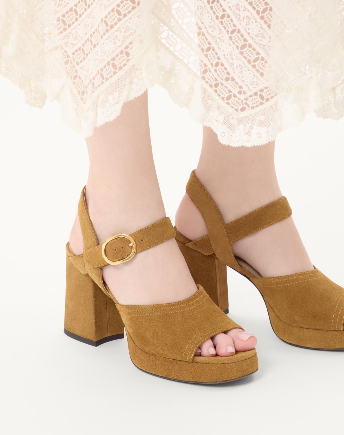 Valentino Garavani Fawcette Platform Crust Leather Sandal 100mm Woman Havana Beige 40 In Brown