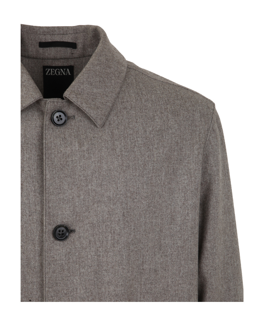 Zegna Button-fastening Wool Shirt Jacket In Gray