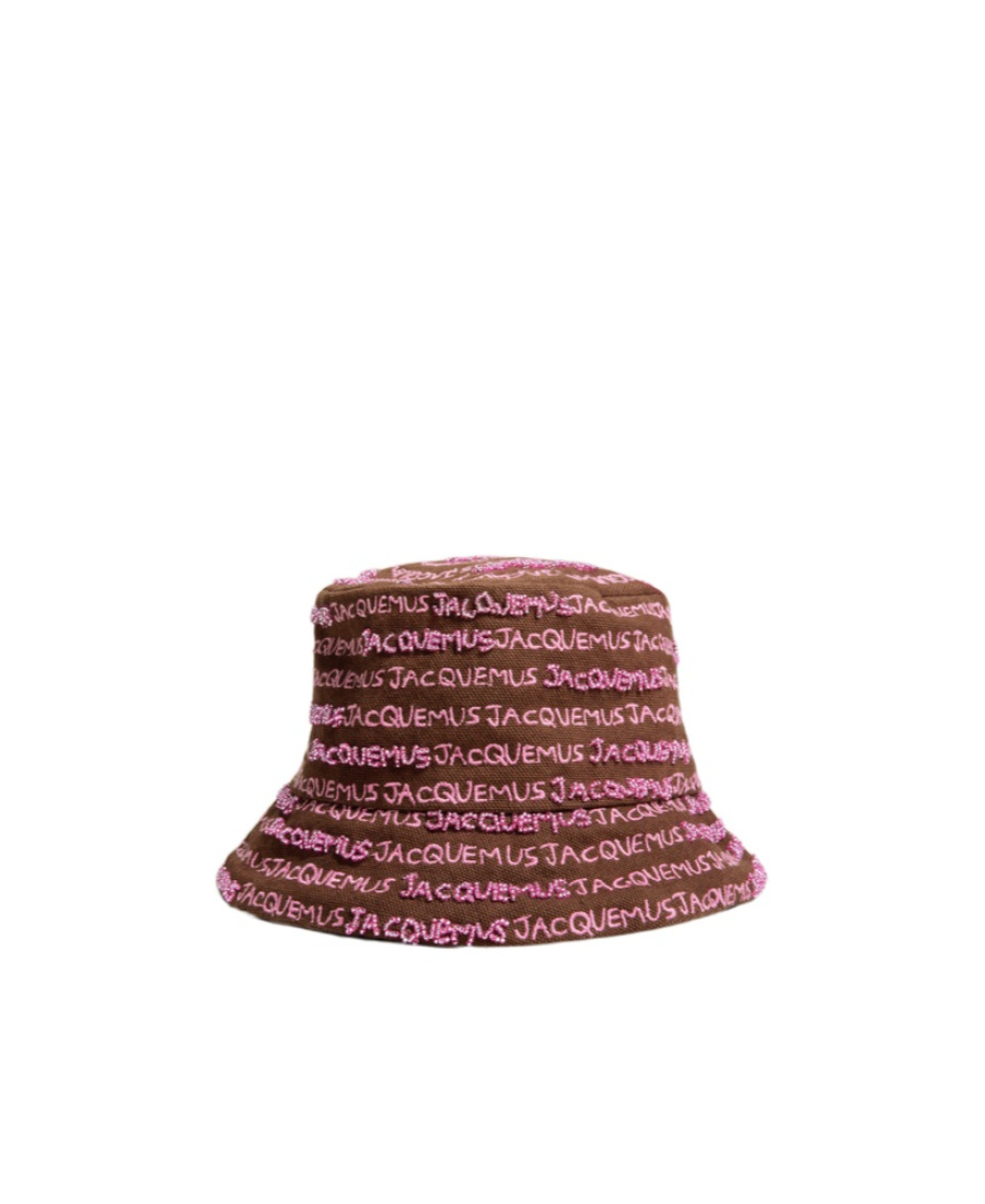 Jacquemus Logo-embroidered Bucket Hat In Brown