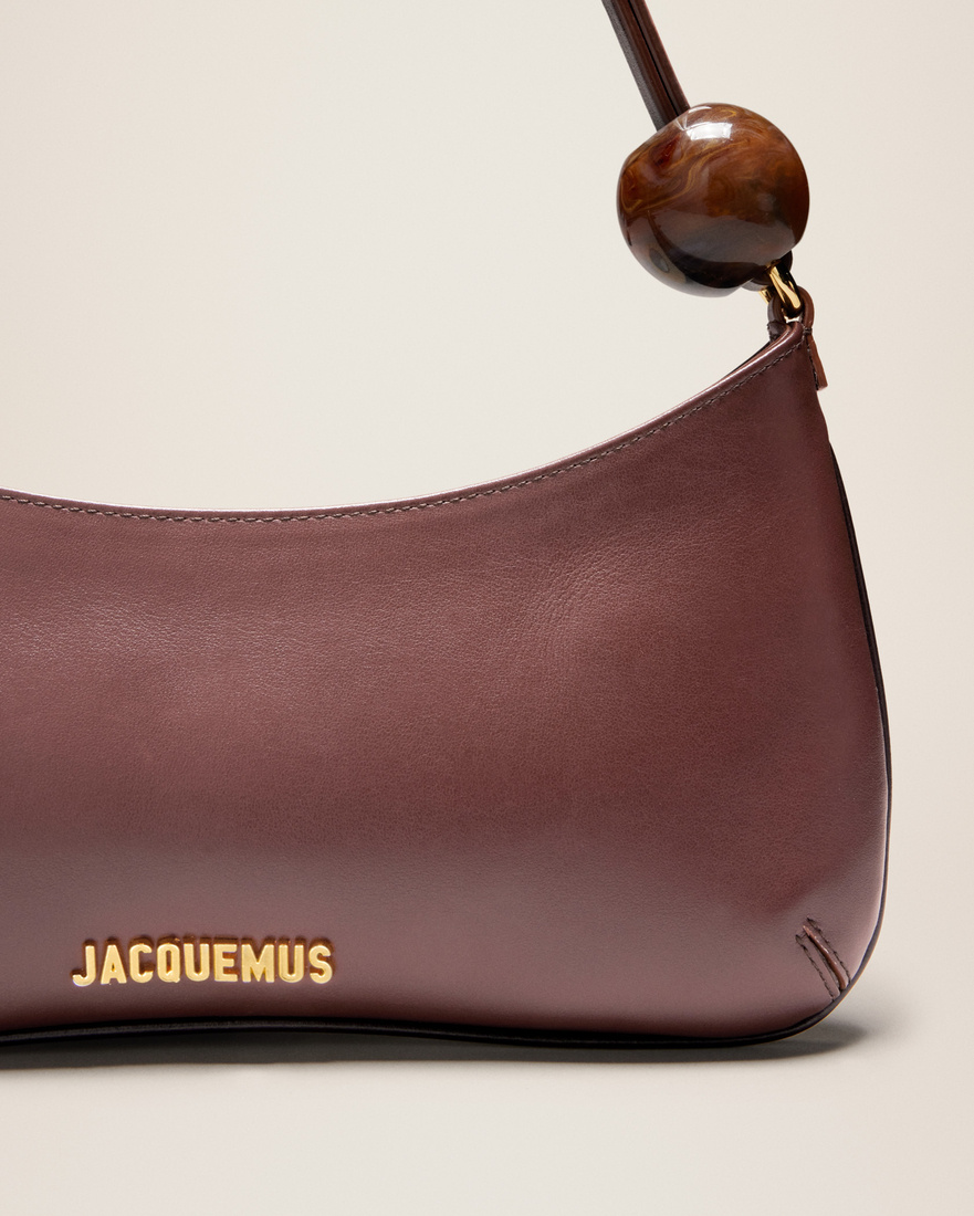 Jacquemus Womens Le Bisou Perle Leather Shoulder Bag Medium Brown In Multicolor