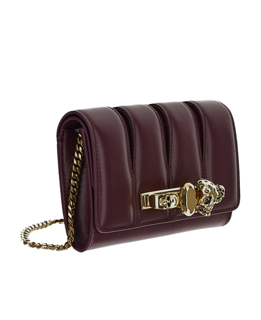 Alexander Mcqueen Skull Quilted Clutch Bag In Red