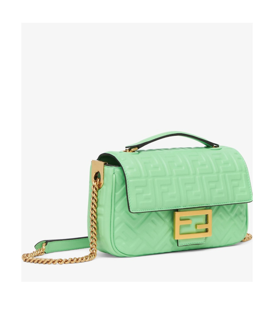 Fendi Medium Baguette Chain Shoulder Bag In Green