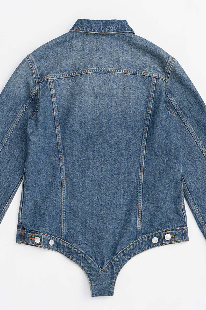 Coperni Tight-shaped Denim Jacket In Blue