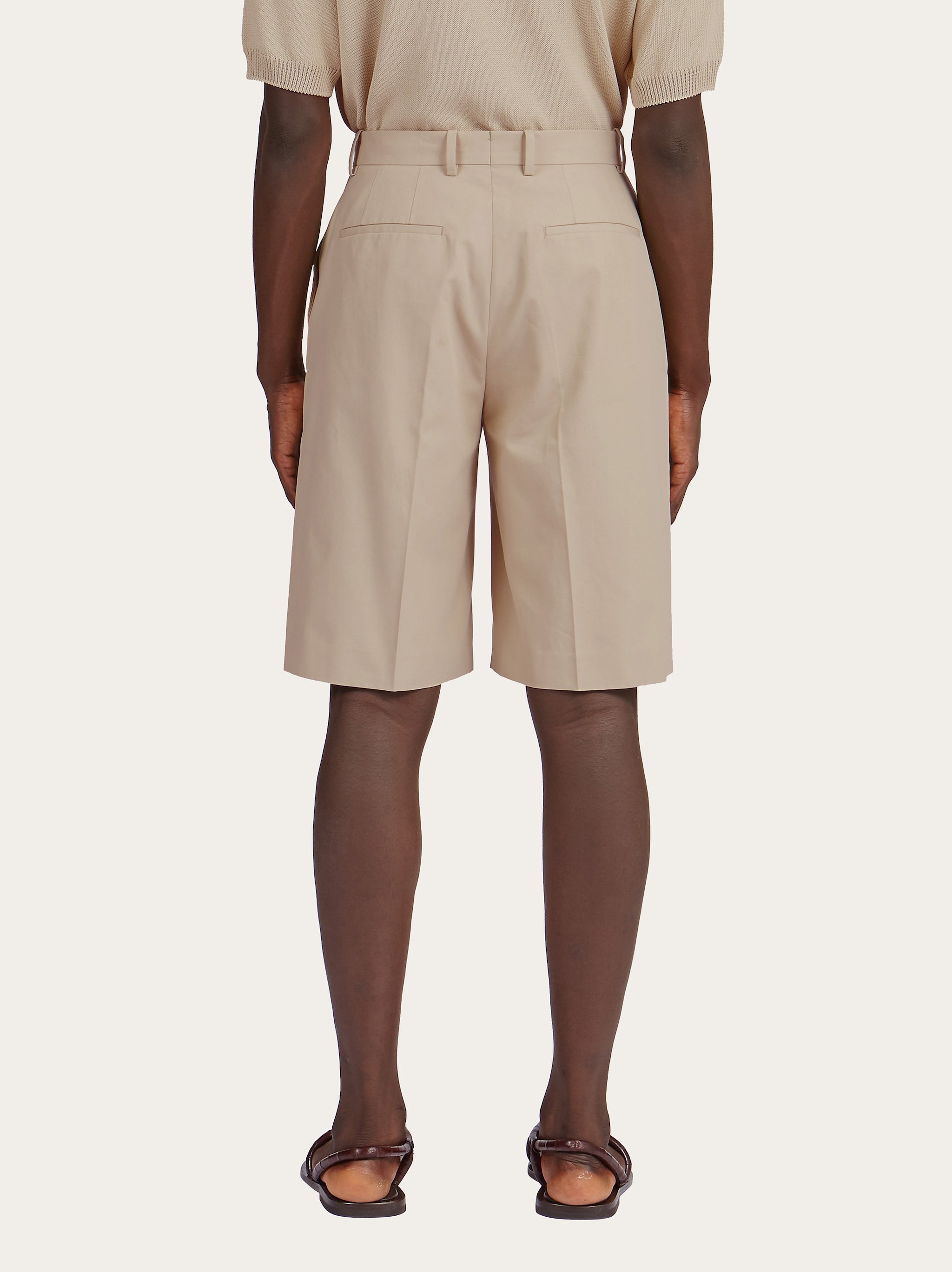 Ferragamo Wide Leg Shorts In Nude