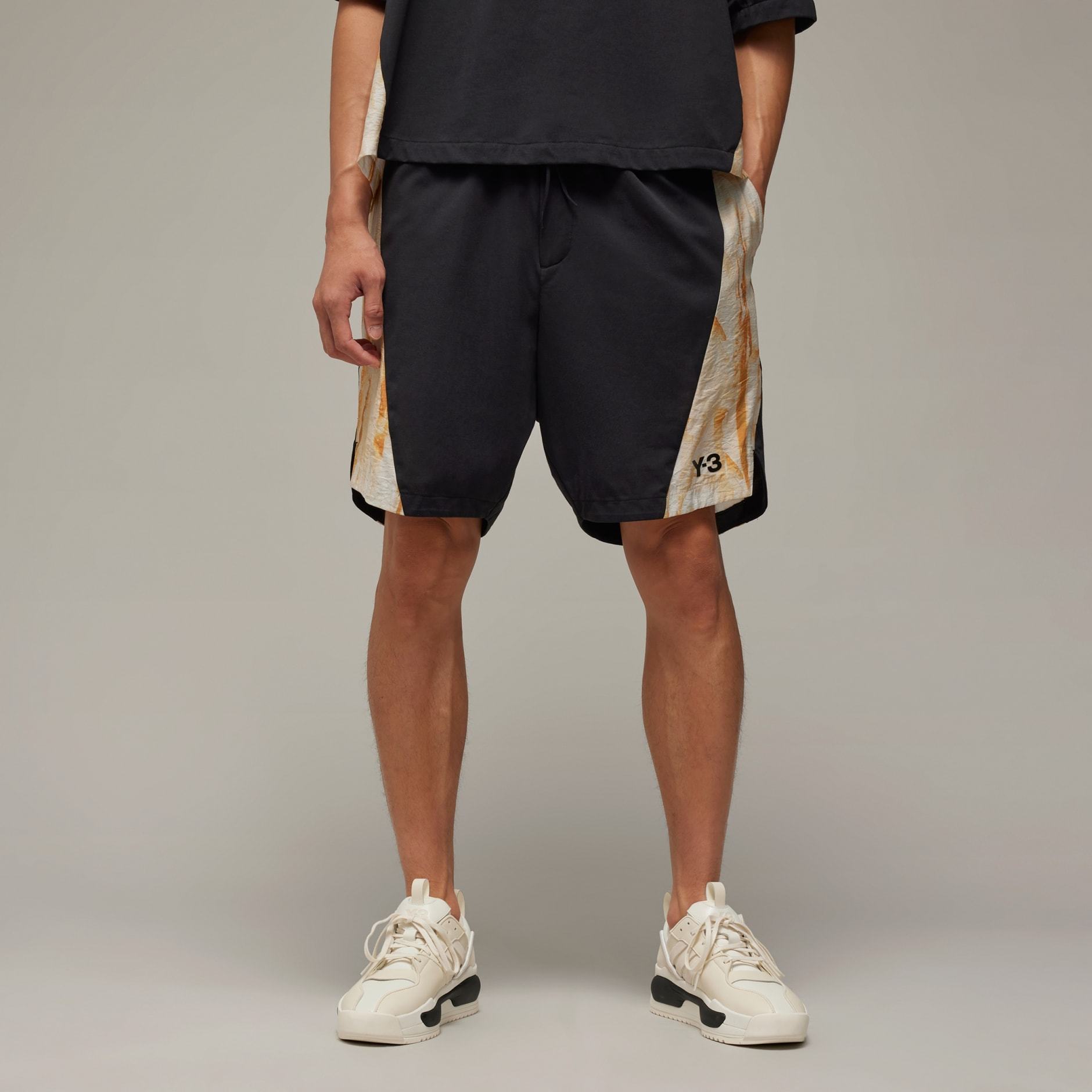 Y-3 Rust-dye Track Shorts In Black
